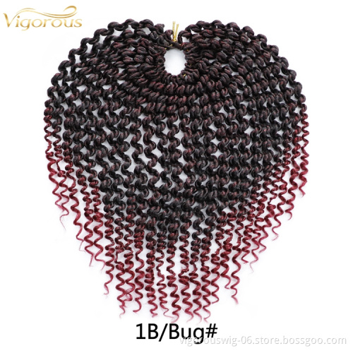 Fashion 8inch 110g twist curly most natural ombre pre twisted crochet braiding hair pre looped synthetic messy box braidt